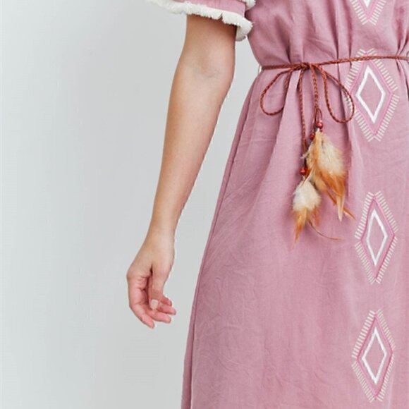 Boho Babe Pink Embroidered Dress - Picture 4 of 8